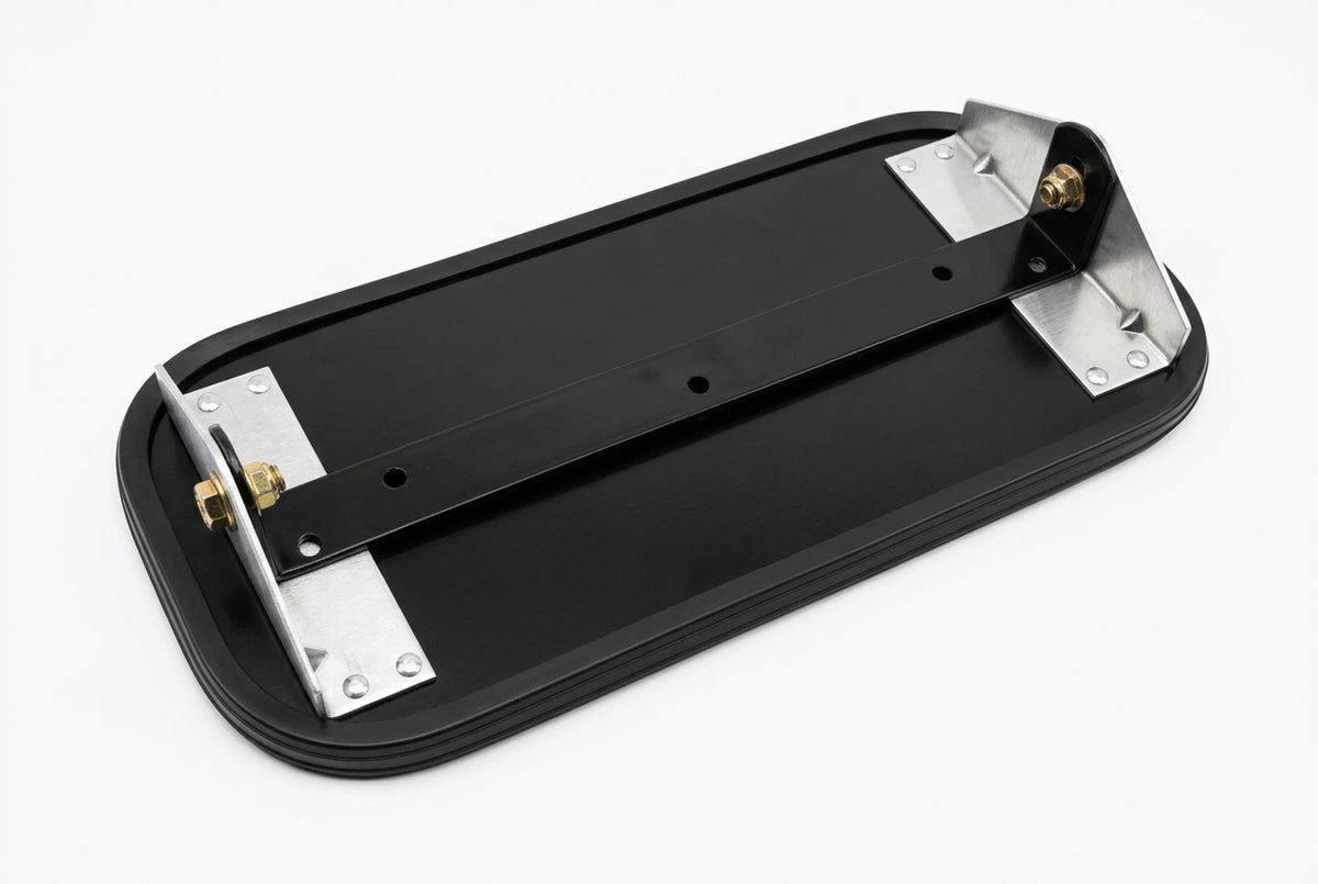 530 Rosco Assembly, Mirror, 6"x16", Flat, Black W/Bkt, Interior Safety Glass - Don Brown Bus Parts