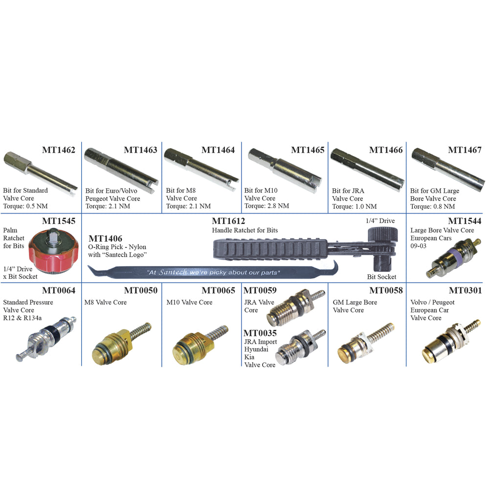Valve Core Bit Driver Set W/palm/handle Ratchet MT1625