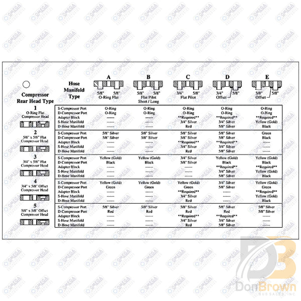 Laminated Reference Card For Compressor Adapter Mt0184 Air Conditioning