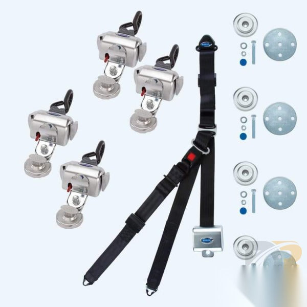 QRT Deluxe Kit for Slide N' Click with retractable shoulder/lap belt combo, SNC floor anchorages Q-8100-A1-SC