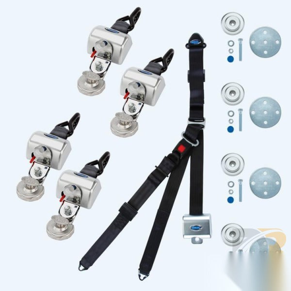 QRT MAX Kit for Slide N' Click, retractable shoulder/lap belt combo, SNC floor anchorages Q-8300-A1-SC