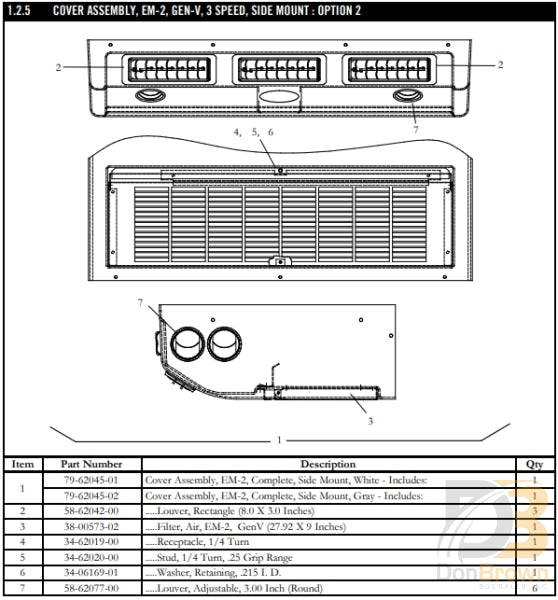 Cover Asy Em-2 White (Sm) 79-62045-01 Air Conditioning