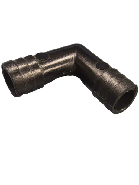 Black plastic elbow pipe fitting