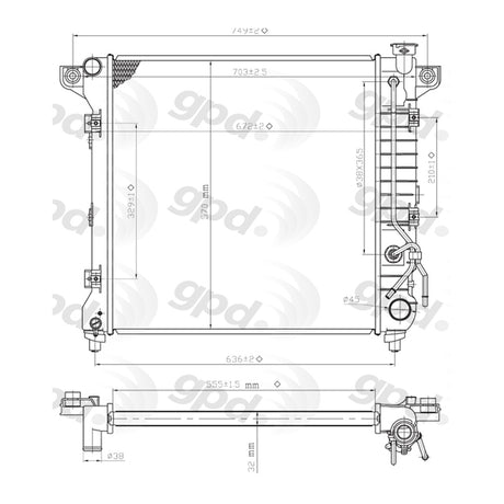 Radiator 98-99 Dorango / 99 Dakota 3.9/5.2/5.9L V6 24-80694