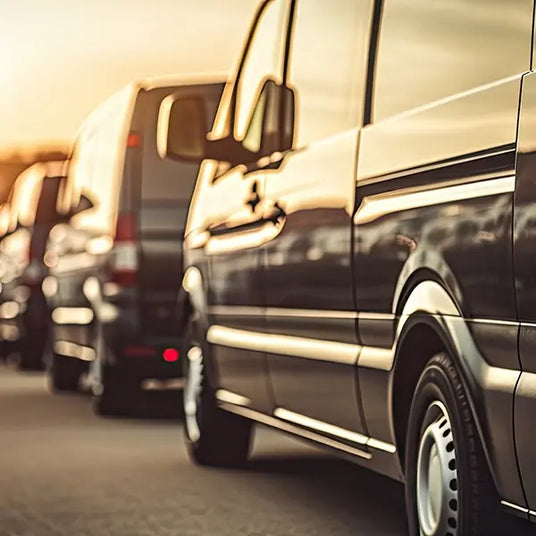 Shuttle buses on a road