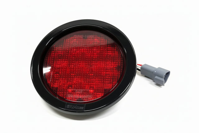 100CS0015 HLE 4" Round Red Stop-Tail-Turn Light W/ Plug - Don Brown Bus Parts