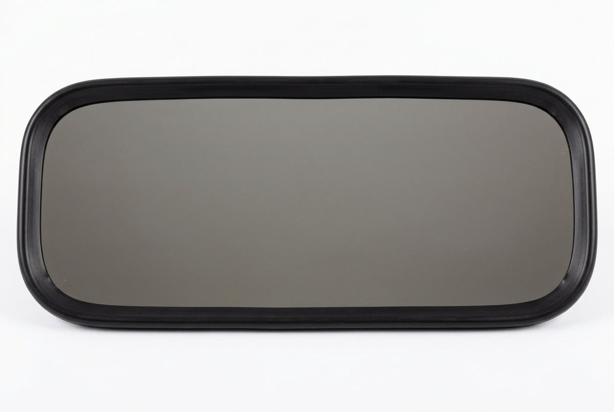 530 Rosco Assembly, Mirror, 6"x16", Flat, Black W/Bkt, Interior Safety Glass