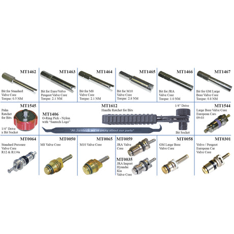 Valve Core Bit Driver Set W/palm/handle Ratchet MT1625