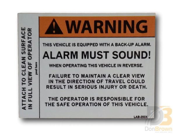 Alarm Must Sound Decal Ih-Ams Bus Parts