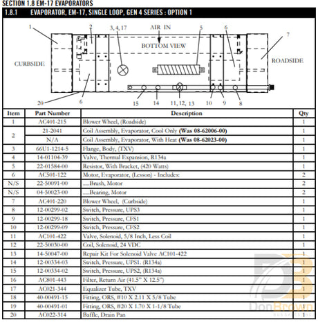 Bearing Motor (Dc) 04-50023-00 Air Conditioning