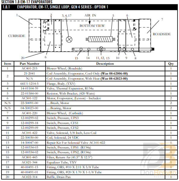 Bearing Motor (Dc) 04-50023-00 Air Conditioning