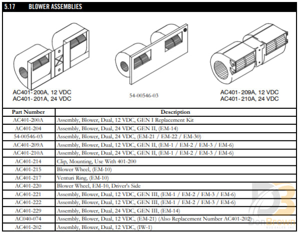 Blower Assy (12 V) Ac401-221 Air Conditioning