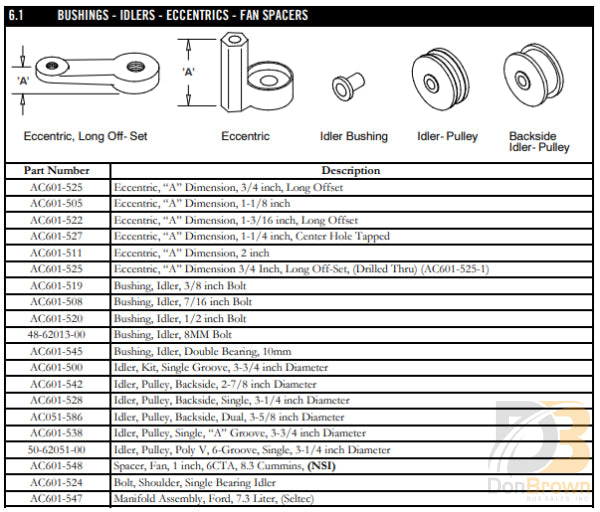 Bushing Idler 8Mm Bolt 48-62013-00 Air Conditioning