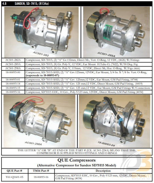 Compressor 12Vdc Pv10 Gm Ftg. 18-00093-16 Air Conditioning