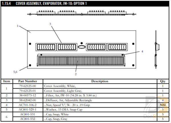 Cover Assy Evapiw-10 Grey Formed 79-62125-03 Air Conditioning