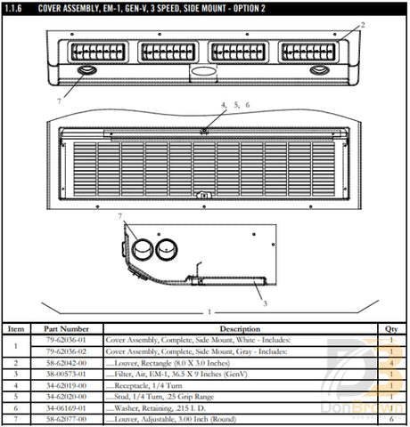 Cover Asy Em-1 Gray (Sm) (Gen 5) 79-62036-02 Air Conditioning