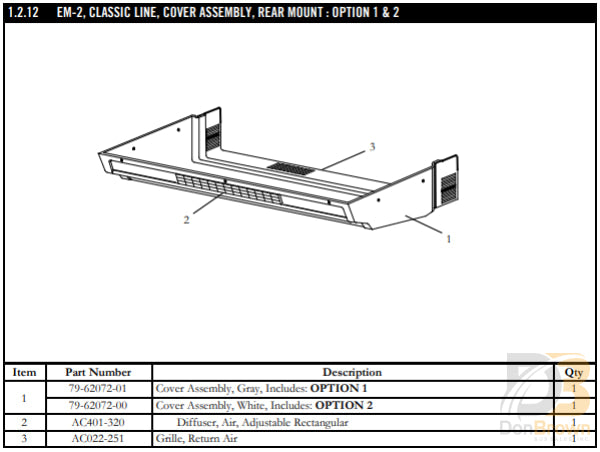 Cover Asy Evap Wht Em-2 Excel 79-62072-00 Air Conditioning