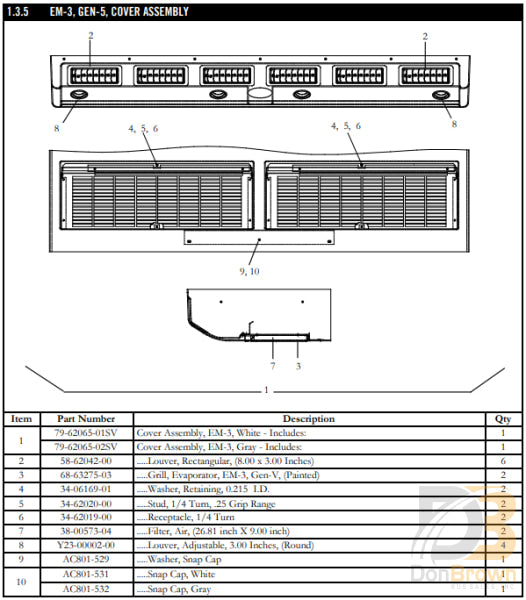 Cover Kit Em-3 White (Rm) 79-62065-01Sv Air Conditioning