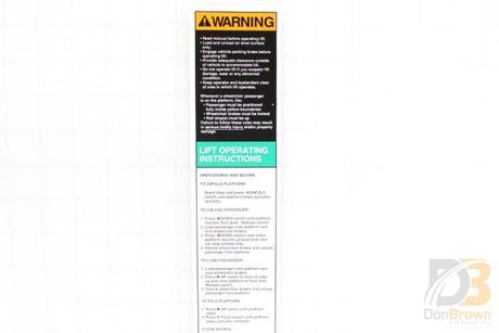 Decal-Warn-Op Instr L200-05 25857 Wheelchair Parts
