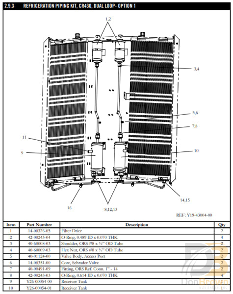 Drier Filter W/ O-Rings 14-00326-05 Air Conditioning