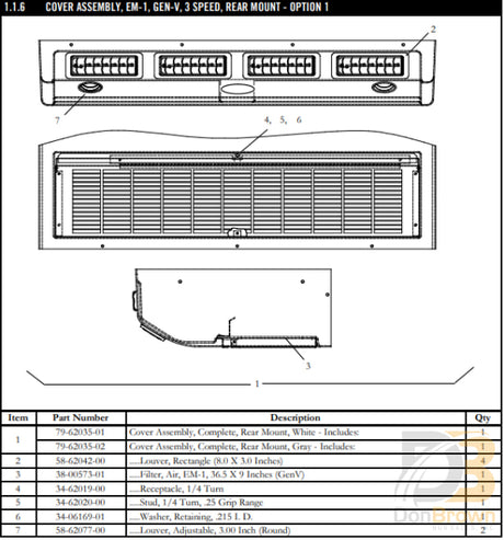 Filter Return Air Em-1 Gen. 5 38-00573-01 Air Conditioning