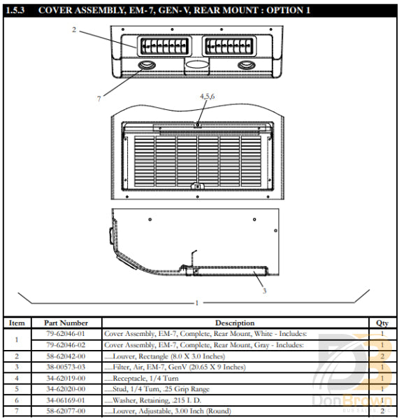 Filter Return Air Em-7 Gen. 5 38-00573-03 Air Conditioning
