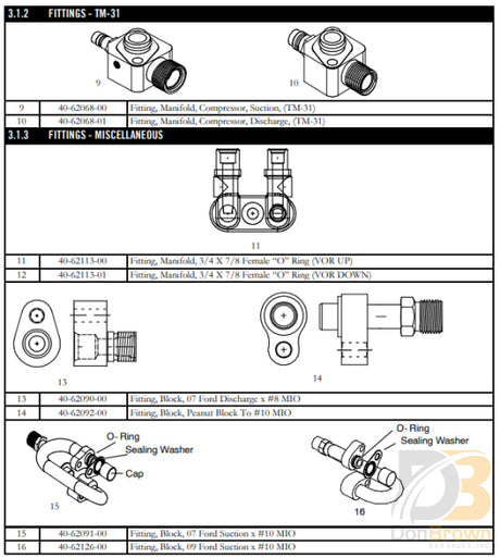 Fitting Block 07 Ford Disch. 40-62090-00 Air Conditioning