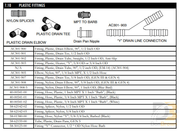 Fitting Tee Drain Plastic 5/8 Ac301-907 Air Conditioning