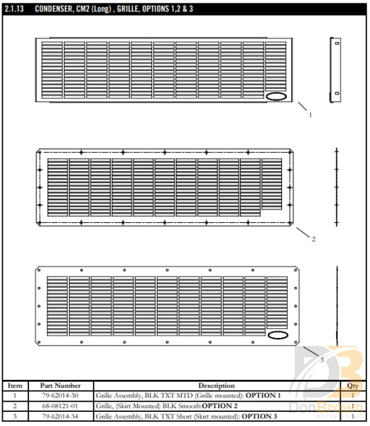 Grill Assy Cm3 Bluebird Black Textured 79-62014-34 Air Conditioning