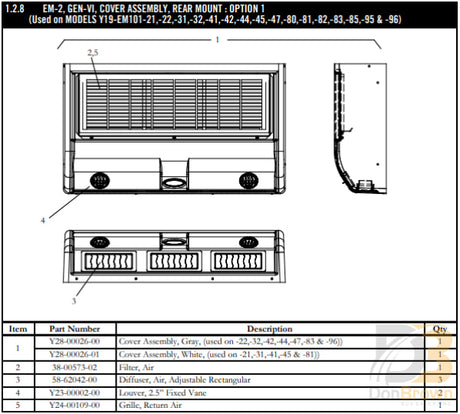 Grille Return Air Em-2 Gen Vi Y24-00109-00 Air Conditioning