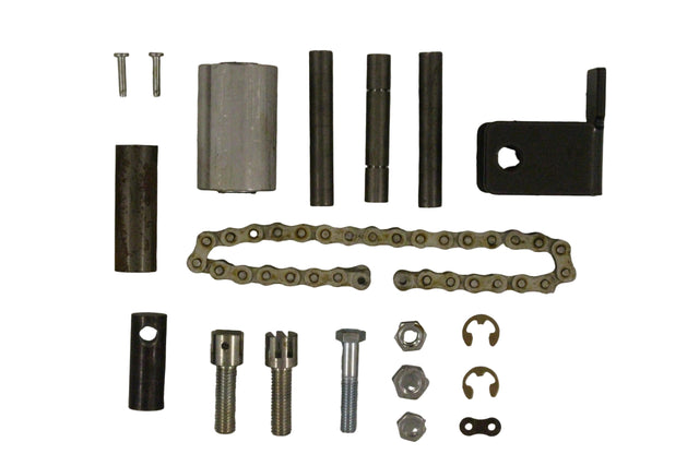 Mechanical parts including a chain on a grid background