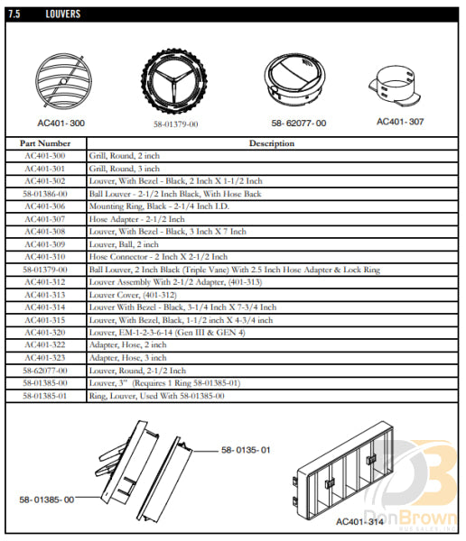 Louver Ball 2 Black W/ring 58-01379-00 Air Conditioning