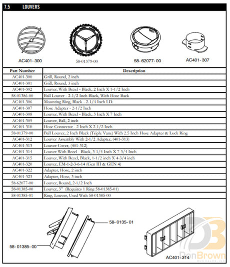 Louver Ball 2 Black W/ring 58-01379-00 Air Conditioning