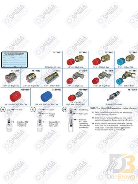 R134A Retrofit Fitting Assortment Mt9640 Air Conditioning