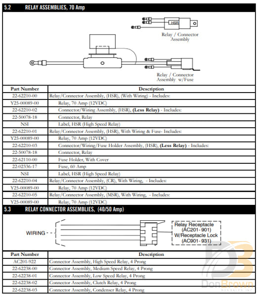 Relay 12V (70 Amp) Single Pole Normally Open With Resistor Y25-00089-00 Air Conditioning