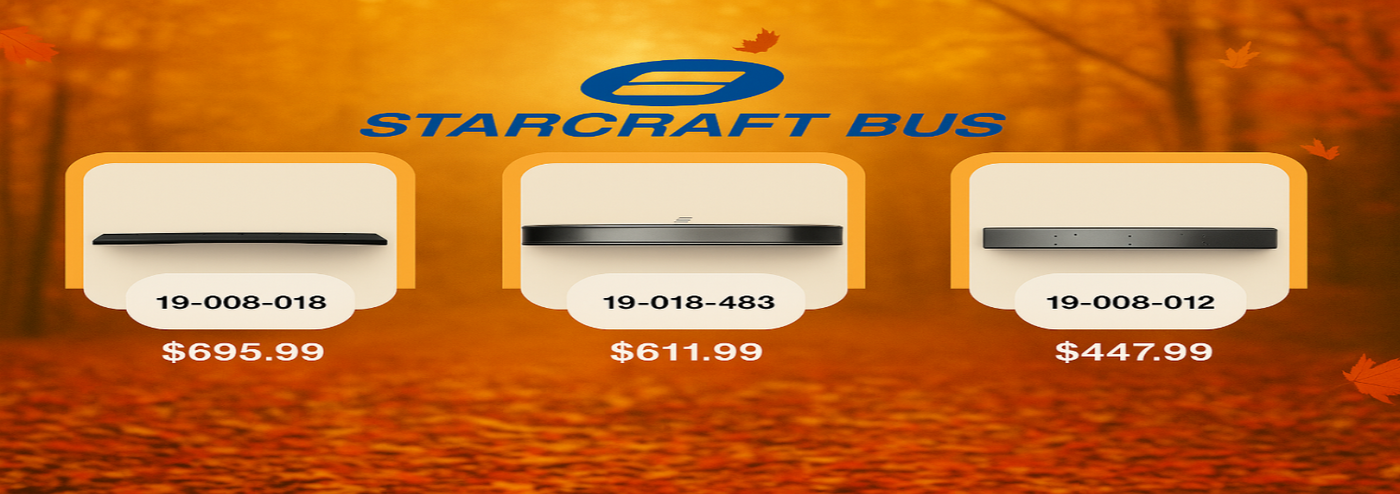 Starcraft Bus bumpers banner with autumn background