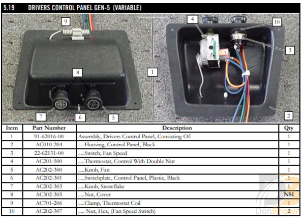 Switch Asy Drivers Pot. Gen 5 22-62131-00 Air Conditioning