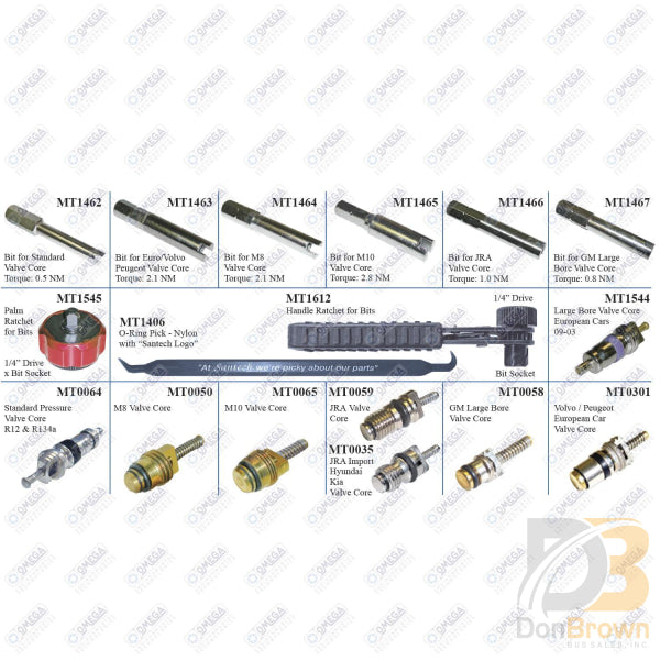 Valve Core Bit Driver Set W/palm/handle Ratchet Mt1625 Air Conditioning