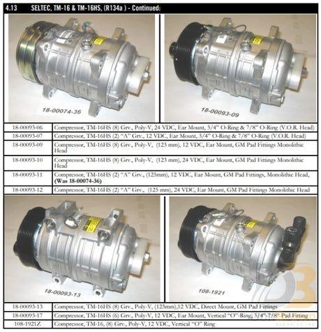 Compressor 12Vdc 2A Gm Ftg. 18-00093-11 Air Conditioning