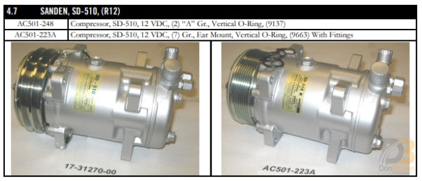 Compressor Sd-510 Ac501-248 Air Conditioning