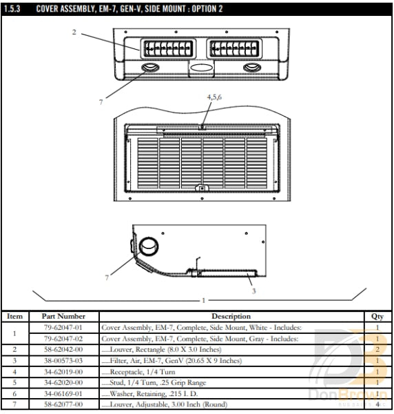 Cover Asy Em-7 White (Sm) 79-62047-01 Air Conditioning