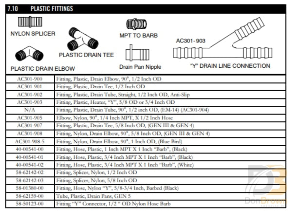 Hose Barb Fitting 1Nylon 40-00541-02 Air Conditioning