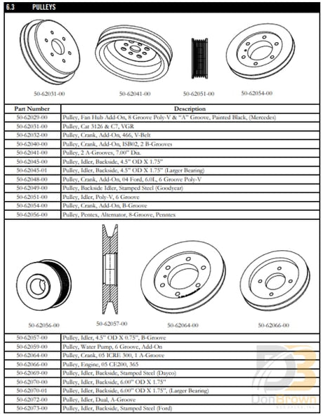 Pulley Idler Dual A Groove 50-62072-00 Air Conditioning