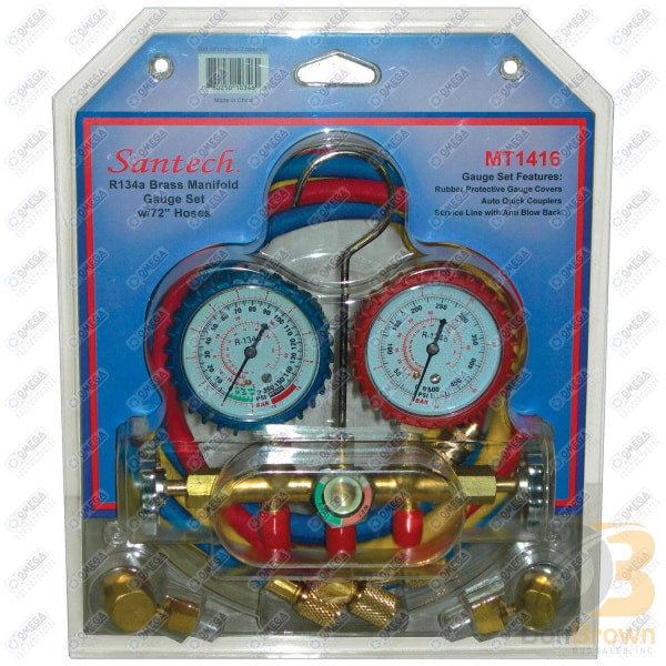 R134A Brass Manifold Gauge Set W/ 72 Hoses Mt1416 Air Conditioning